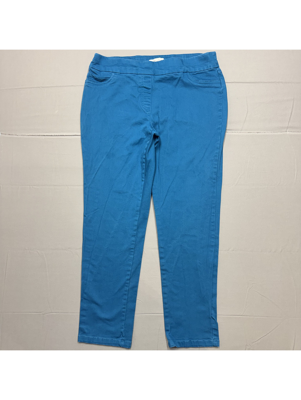 Drapers Damons Womens Pull On Stretch Pants PM Teal Blue Cotton Twill Comfort